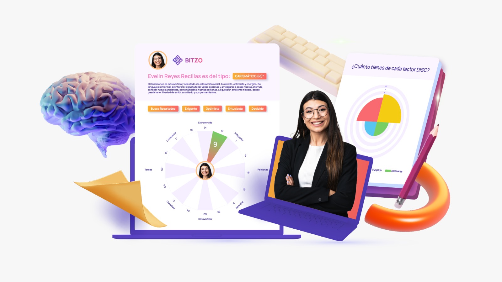 mujer con gráficos y analisis para reclutar personal